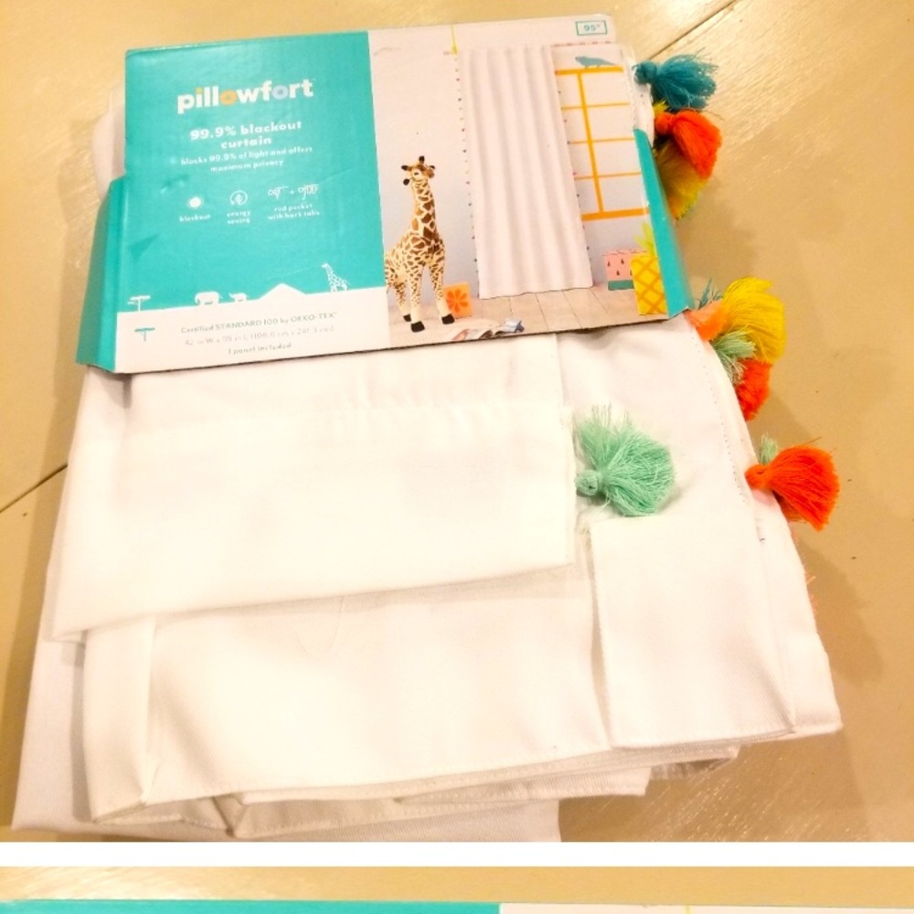 Pillowfort Tassel blackout curtains (3) 42Wx95L